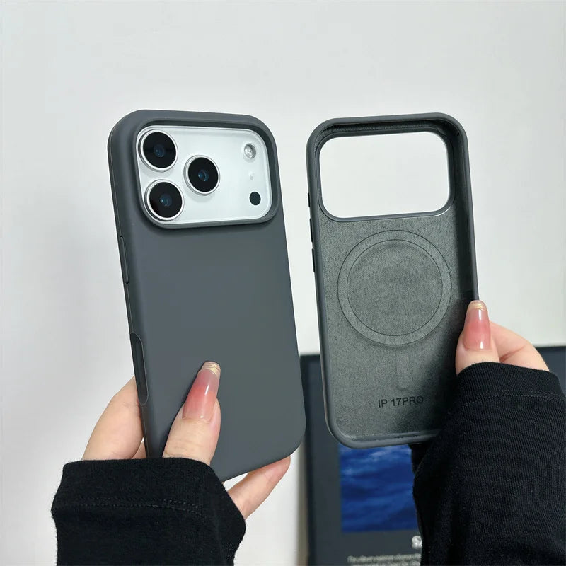 Magnetic Liquid Silicone Case for iPhone 18 17 Pro 17 Pro Max 16 15 14 For Magsafe Big Camera Hole Cover Shockproof Protective