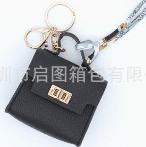Luxury Fashion Mini Headphone Bag For Airpods 4 3 2 Pro 2 Galaxy Buds 3/3Pro Leather Purse Pendant Mini Keychain