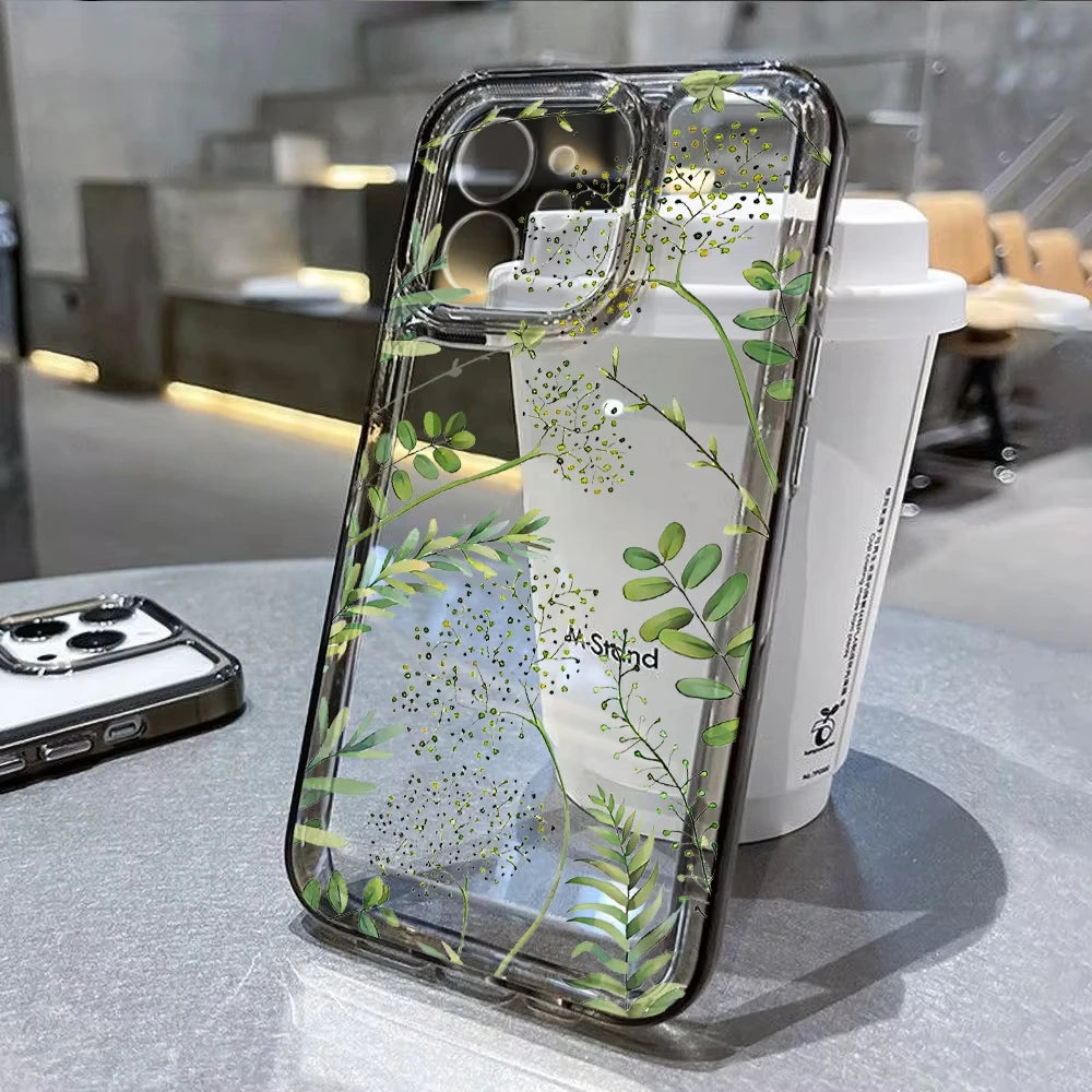 Flower Phone Case For iPhone 17 16 18 13 11 14 12 15 Pro Max Air 16e 7 Plus SE Shockproof Transparent Cover Silicone Soft Funda