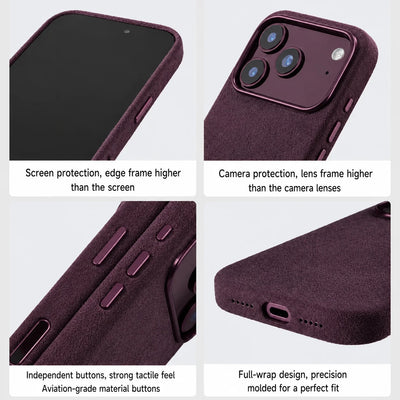 Real Italian Imported for Alcantara Magnetic Case for iPhone 18 17 Pro Max 18Pro With MagSafe Case Smart Button Protective Cover