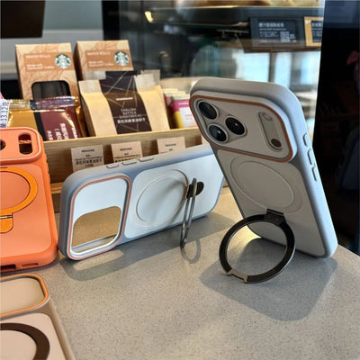 Shockproof Bumper Matte Kickstand Holder Case for iPhone 17 Air 16 14 15 Plus 13 12 11 Pro Max For Magsafe Magnetic Armor Cover