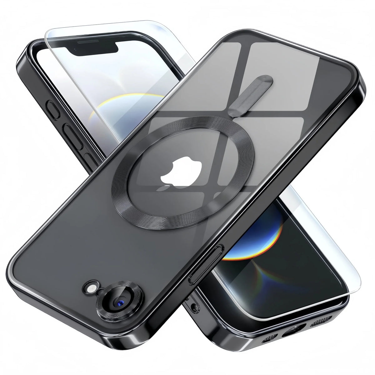 Magnetic Official Titanium Case for iphone 17e / 16e with 1 Screen Protector Camera Cover Metallic Glossy Luxury