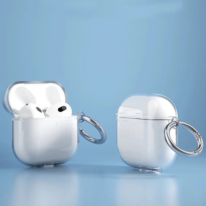 Clear Soft TPU Earphones Case For Apple Airpods 4 Transparent Anti-Scratch Headset Case For Apple AirPods 4th Gen with Keychain
