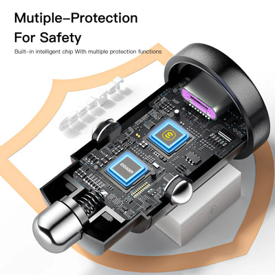 Essager 30W Car Charger QC 4.0 and QC 3.0 for Xiaomi Huawei Supercharge SCP Samsung AFC PD Fast Charging for IP USB C Phone Char