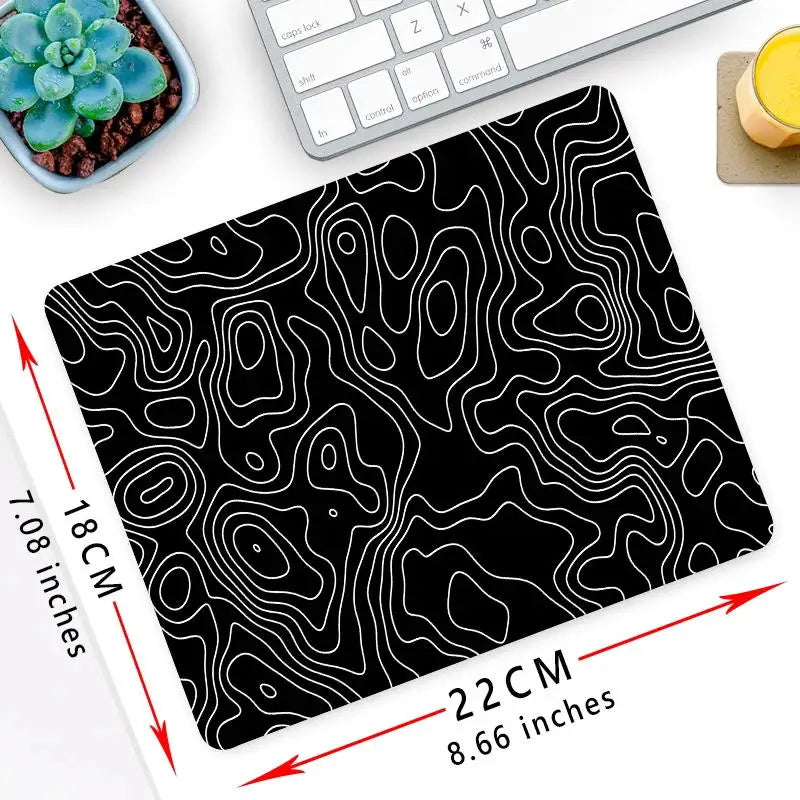 XXL Black Desk Accessories Topographic Mouse Pad Strata Liquid Mousepad Office Accessories Gamer Deskmat XL Gaming Setup Table