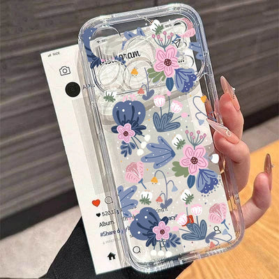 Art Flower Clear Phone Case For iPhone 17 16 15 11 12 14 13 Pro Max Mini X XS XR 7 Plus 17E Shockproof Transparent Cover Fundas