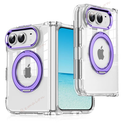 Magnetic 360 Metal Stand Phone Case For iPhone Fold 18 DUO 18Fold Magsafe Clear Hinge Protection Shockproof Protector Cover