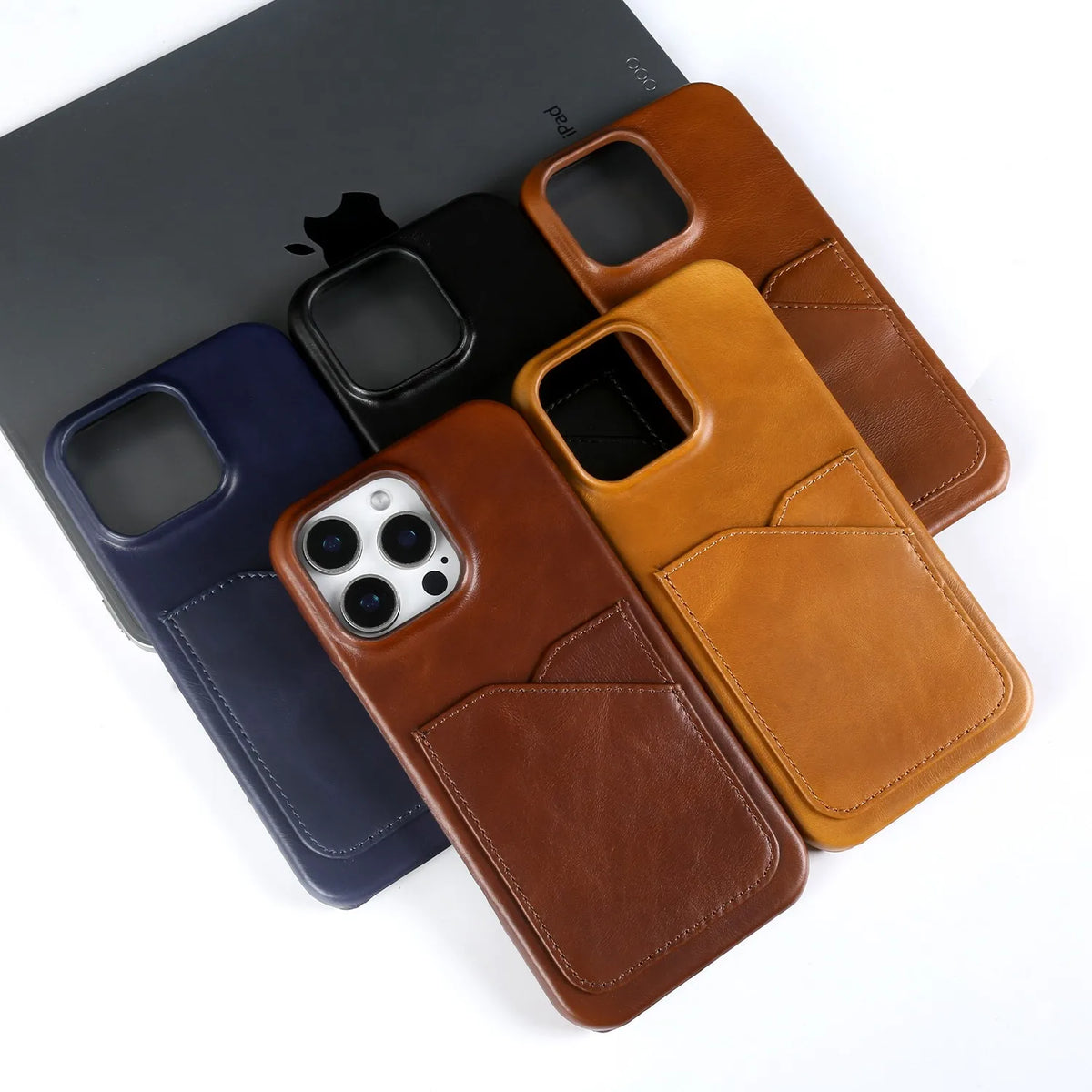 Premium Card Slot Genuine Leather Case for Iphone 18 Pro Max Cases 15 17pro 16pro 12 11 Aesthetic Vintage Phone Back Cover Coque