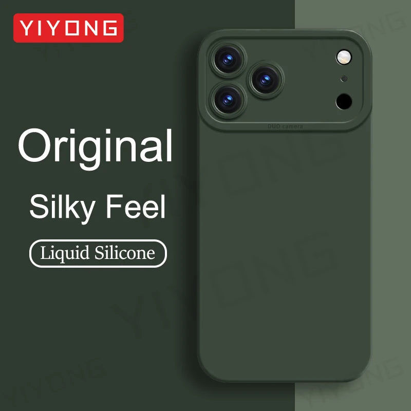 For iPhone17 Pro Max Case YIYONG Original Soft Liquid Silicone Cover For iPhone 17 Air 16 16e 15 14 Plus 12 13 Mini Phone Cases