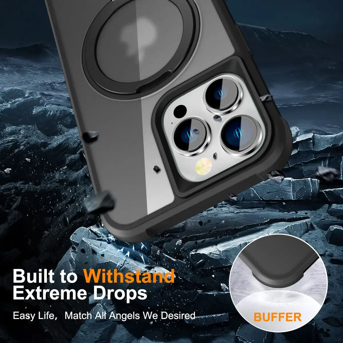 for iPhone 16 15 14 13 12 11 Pro Max Case with 360° Rotatable Magnetic Ring[Compatible with Mag-safe][Invisible Kickstand] Cover