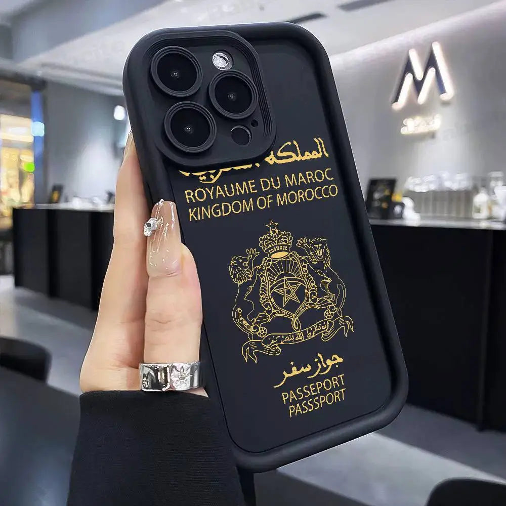 Morocco Passport Phone Case Silicone Phone Case For iPhone 17 Air 17 16 15 14 13 12 11 Plus Pro Max Shockproof Soft Cover