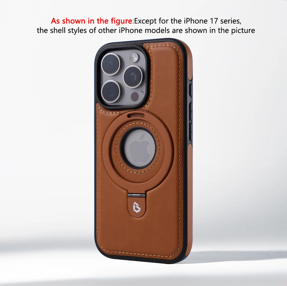 Magnetic Ring Stand PU Leather Shockproof Case For iPhone 18 17 Pro Max 16 15 14 13 12 Plus For Magsafe Wireless Charging Cover