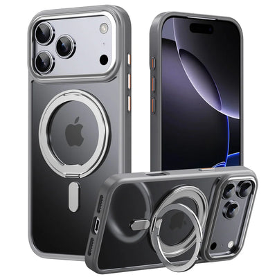 Luxury For Magsafe 360 Rotating Magnetic Stand Phone Case for iPhone 17 16 15 Pro Max 14 13 12 11 Metal Ring Fold Bracket Cover