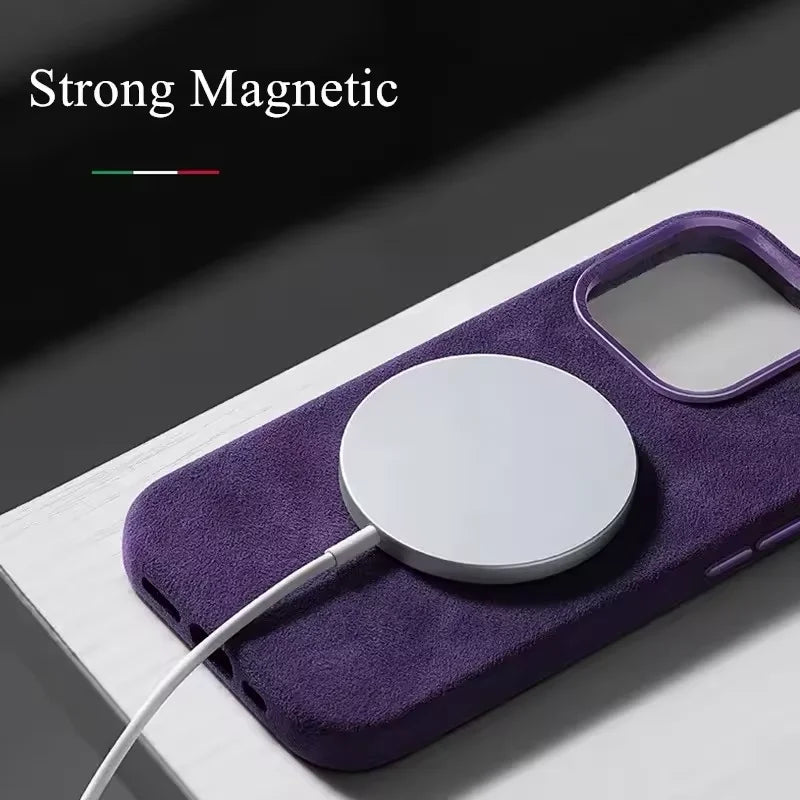 Premium Soft Suede Metal Camera Lens Protection Magnetic Phone Case for IPhone 16 15 14 Plus 13 12 Pro Max Shockproof Back Cover