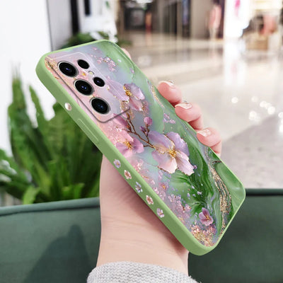 Pearlescent Flower Phone Case For Samsung Galaxy S25 S24 S23 S22 S21 S20 S10 S10E Ultra Plus FE Note 20 Ultra Plus Cover