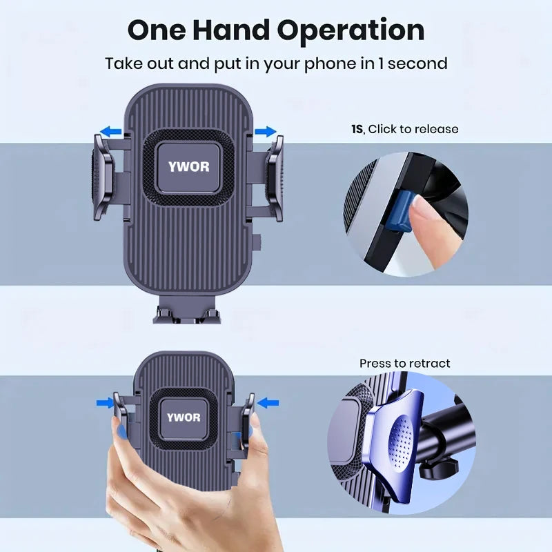 YWOR Cell Phone Holder for Car Dashboard Windshield Phone Mount for Car Long Arm Car Phone Holder Mount Strong Suction Cup Anti-