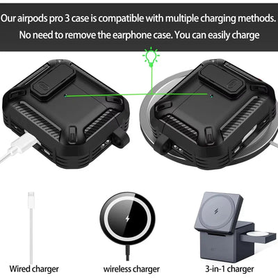 Cases For AirPods 5（2026)with Lock Clip Rugged Armor Shockproof Case For AirPods Pro 3 Protect Hard Shell For AirPods 4/5 Cases