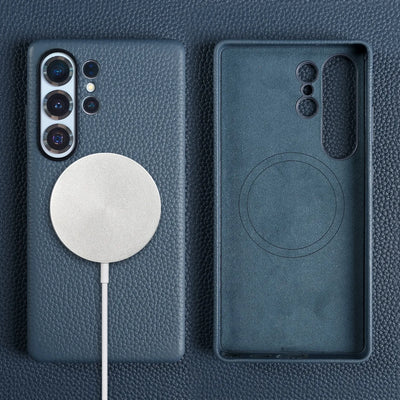 Premium Magnet for Magsafe Case For Samsung Galaxy S25 Ultra S23 S24 Genuine Leather Cover Magnetic Funda Cases Full Coverage