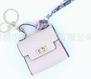 Luxury Fashion Mini Headphone Bag For Airpods 4 3 2 Pro 2 Galaxy Buds 3/3Pro Leather Purse Pendant Mini Keychain