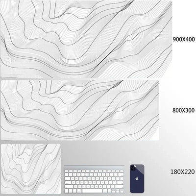 XXL Black Desk Accessories Topographic Mouse Pad Strata Liquid Mousepad Office Accessories Gamer Deskmat XL Gaming Setup Table