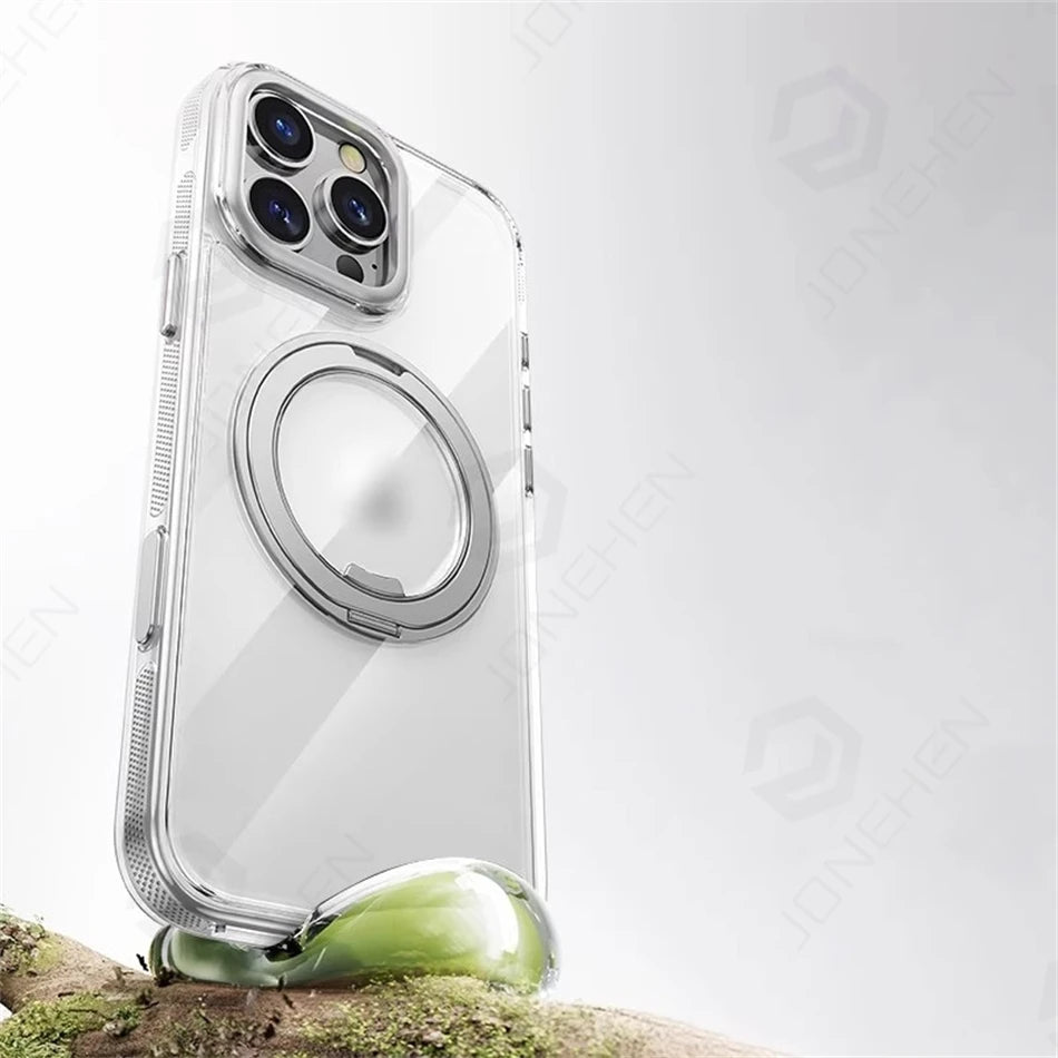 360° Rotation Ring Stand Magnetic Case For iPhone 13 14 15 16 17 18 Pro Max Matte Military Shockproof Armor Cover For Magsafe
