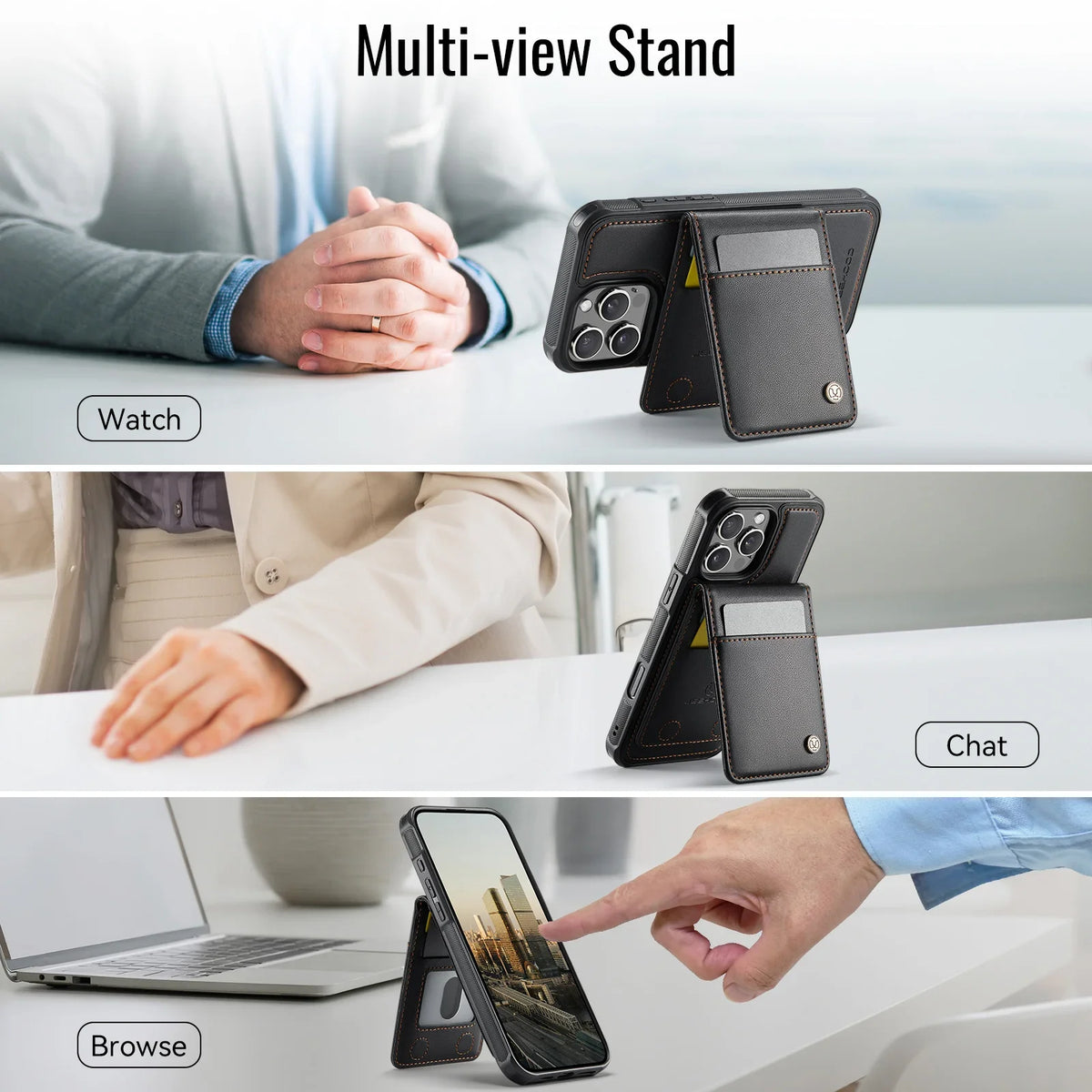 Magnetic 2 in 1 Detachable for iPhone 16/15/14 Pro Max 16 Plus Wallet Case with Card Holder,Magnetic Flip Kickstand Credit Slots