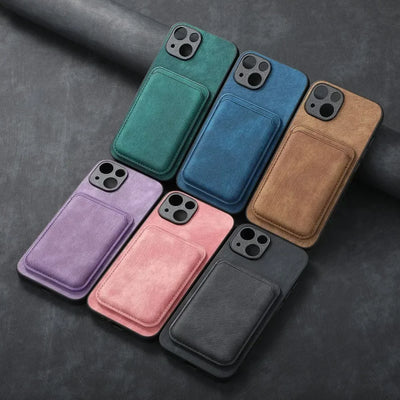 Vintage Leather Case with Detachable Magnetic Wallet Card Holder For iPhone 11 12 13 14 15 16 17 Pro Max Plus Protective Cover