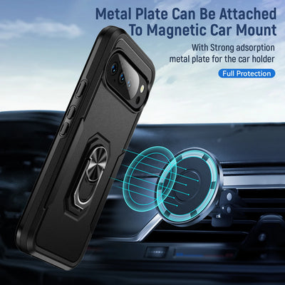 Military Heavy-Duty Magnetic Ring Stand Case For Google Pixel 10 9 8 7 6 A Pro XL Rugged Matte Hybrid Shockproof Defender Cover