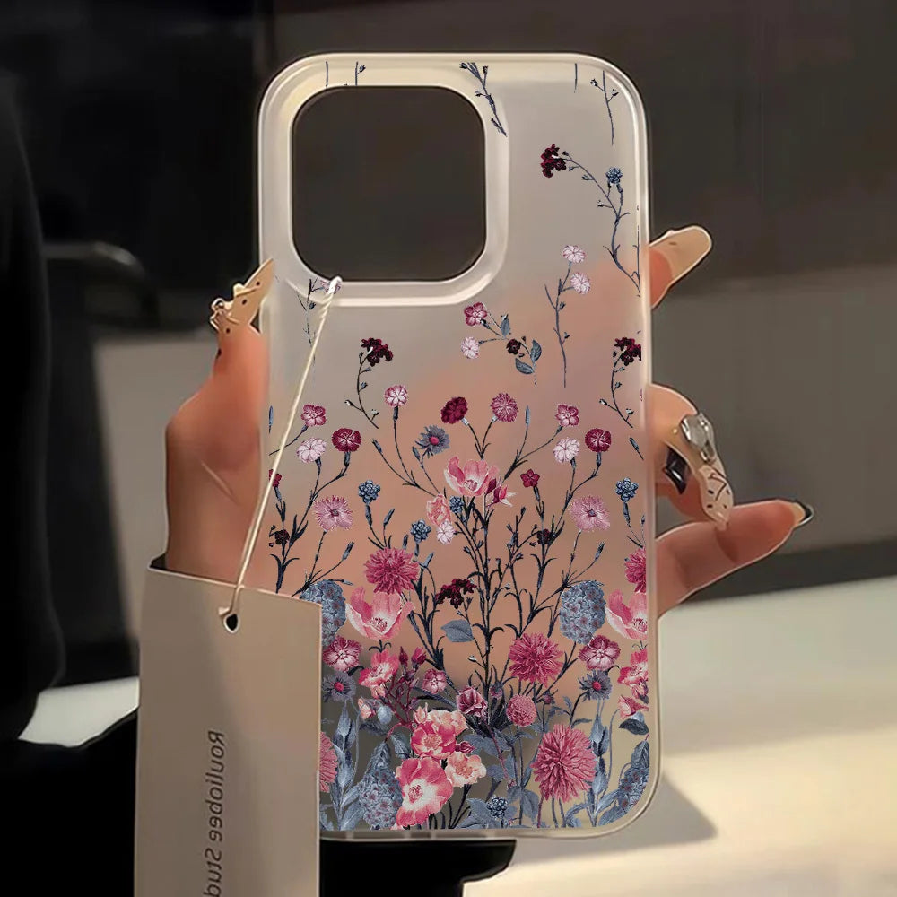 INS Flower Soft Phone Case for iPhone 17 Pro Max Case iPhone 16 13 12 Mini 14 11 15 Pro Max Plus Silicone Shockproof Back Cover