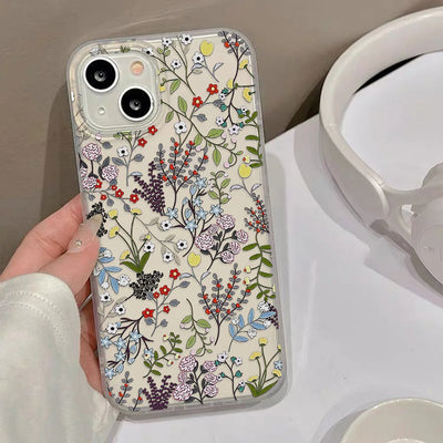 Flower Phone Case For iPhone 16 Pro Case iPhone 17 18 15 13 11 12 14 Pro Max Mini Shockproof Matte Transparent Aesthetic Cover