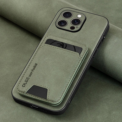 Luxury leather card holder phone case for iPhone 16E 16 17 15 14 13 11 Pro max wallet card bag PU leather shockproof back cover