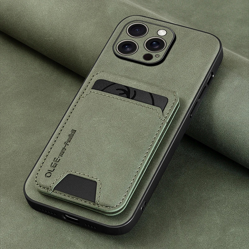 Luxury leather card holder phone case for iPhone 16E 16 17 15 14 13 11 Pro max wallet card bag PU leather shockproof back cover