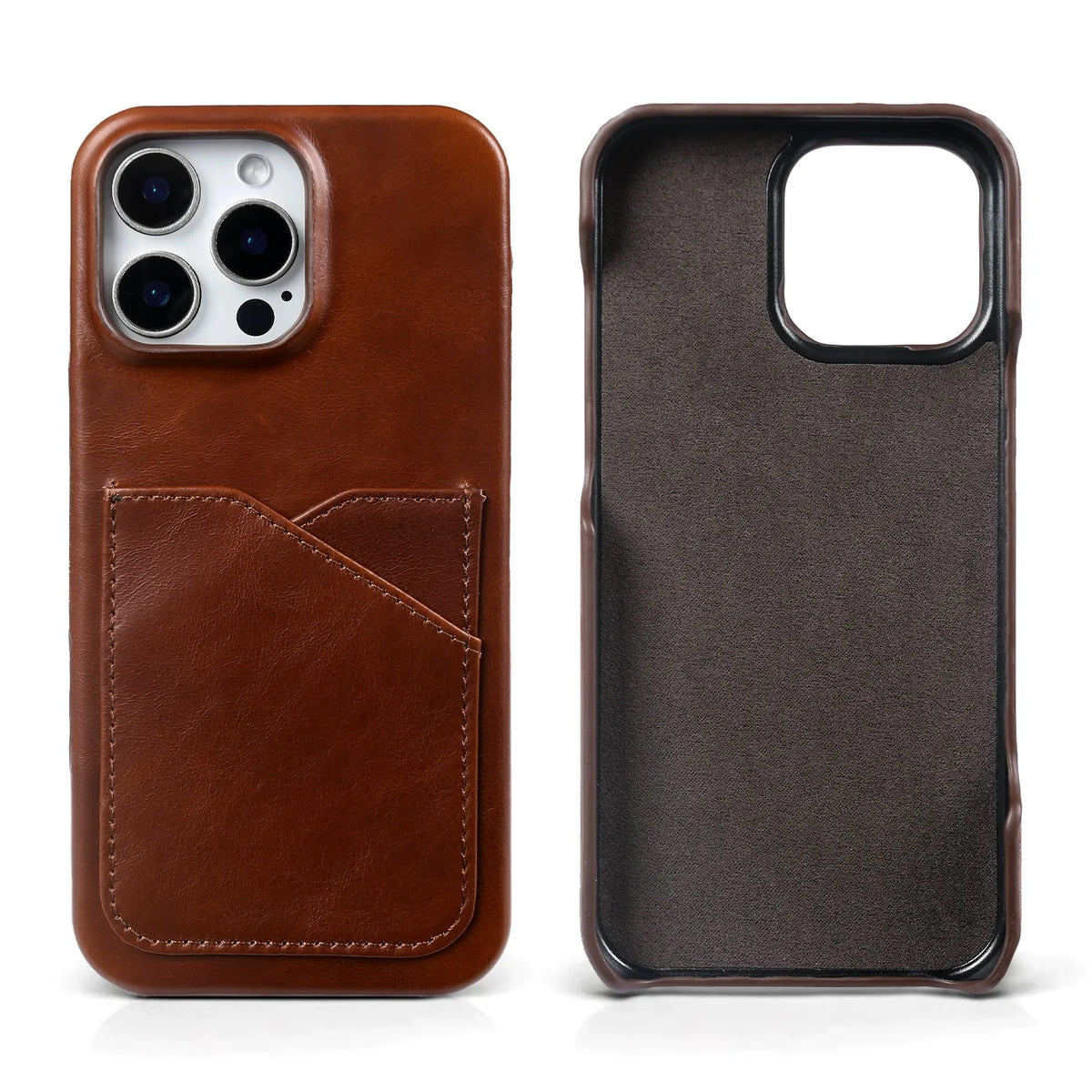 Premium Card Slot Genuine Leather Case for Iphone 18 Pro Max Cases 15 17pro 16pro 12 11 Aesthetic Vintage Phone Back Cover Coque