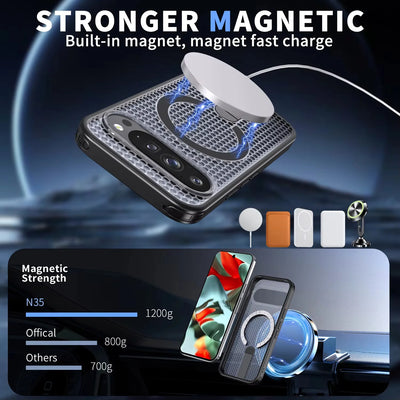 Magnetic Bracket Cooling Shockproof Phone Case For Google Pixel 11 10 9 Pro XL 10A 9A Mesh Ventilation Wireless Charging Cover