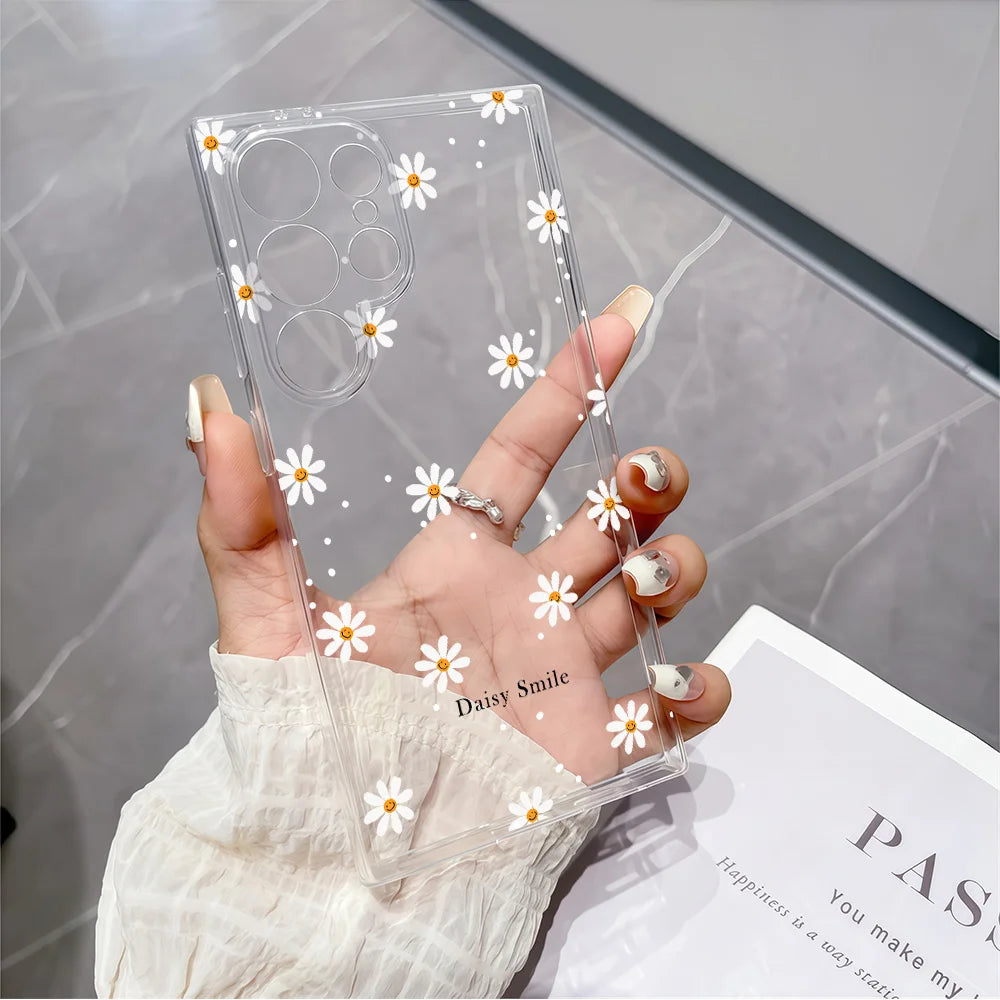 Daisy Smile Print Soft TPU Case for Samsung Galaxy S26 S25 S24 S23 S22 S21 S20 Note 20 Ultra 9 8 10 S8 S9 S10 Plus Clear Cover