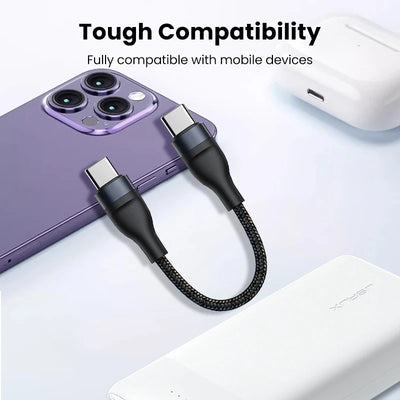 66w Type-C Cable 25cm USB C to Type-C / Lightning Fast Charging Short Wire For iPhone Xiaomi Huawei Samsung Oneplus Cellphones