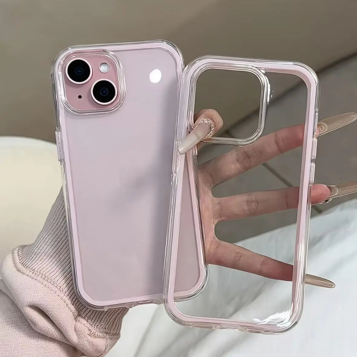 Luxury Candy Color Frame Clear Back Phone Case For iPhone 18 17 16 15 14 13 12 Pro Max 11 16PLUS Acrylic Shockproof Bumper Cover