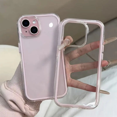 Luxury Candy Color Frame Clear Back Phone Case For iPhone 18 17 16 15 14 13 12 Pro Max 11 16PLUS Acrylic Shockproof Bumper Cover