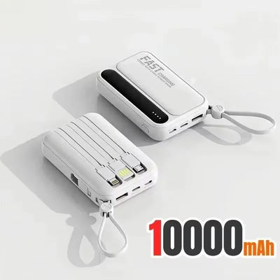 Lenovo 500000mAh Fast Charge Power Bank Portable Large Capacity 4 Built‑in Cables Backup Battery for Smartphones Daily Outdoor