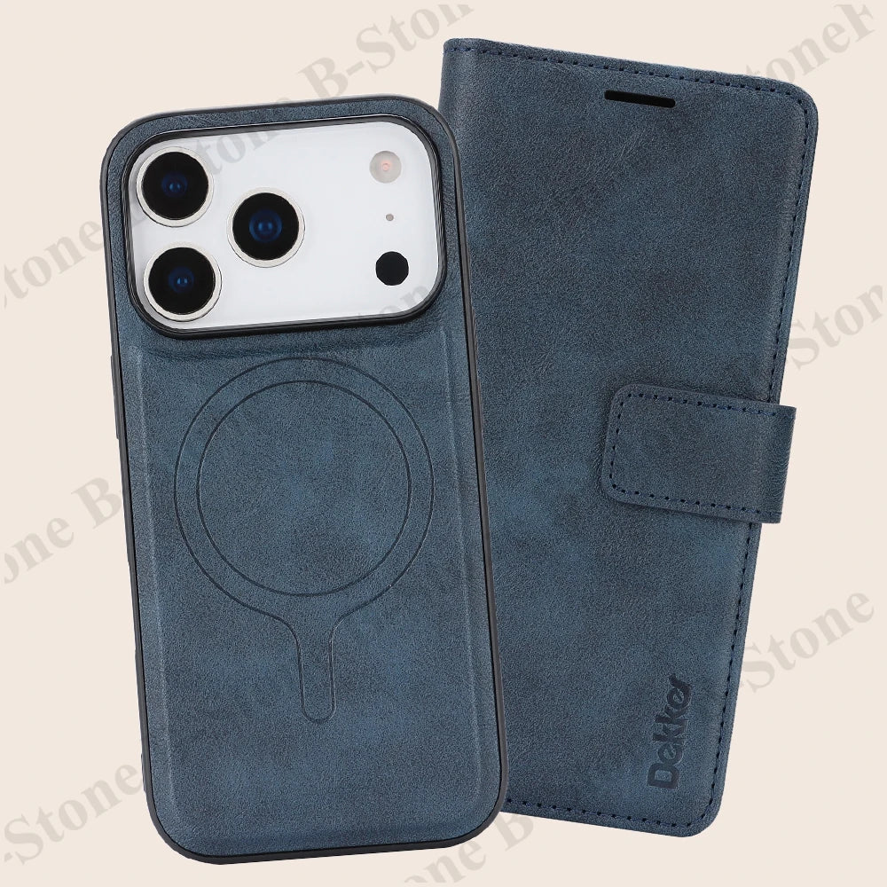 2 In 1 Leather Flip Case for Iphone 18 17 Promax 16 Pro Max 15 Plus 14 13 12 17E 16E Magnetic Cash Card Holder Wallet Phone Case
