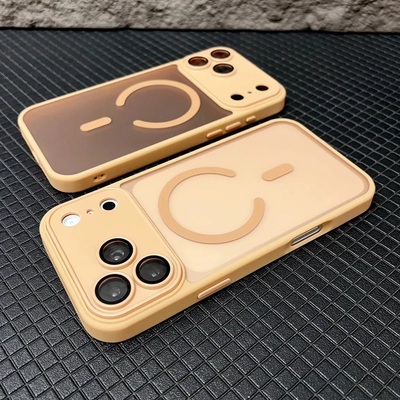 For MagSafe Wireless Charging Magnetic Case For iPhone 16 15 16E 14 13 12 11 Pro Max Luxury Matte Translucent Shockproof Cover