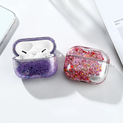 Guicksand Glitter Sequin Earphone Cover For Apple AirPods Pro 3 2 Air Pods 4 3 2 1 Crystal Hard Transparent Protective Case