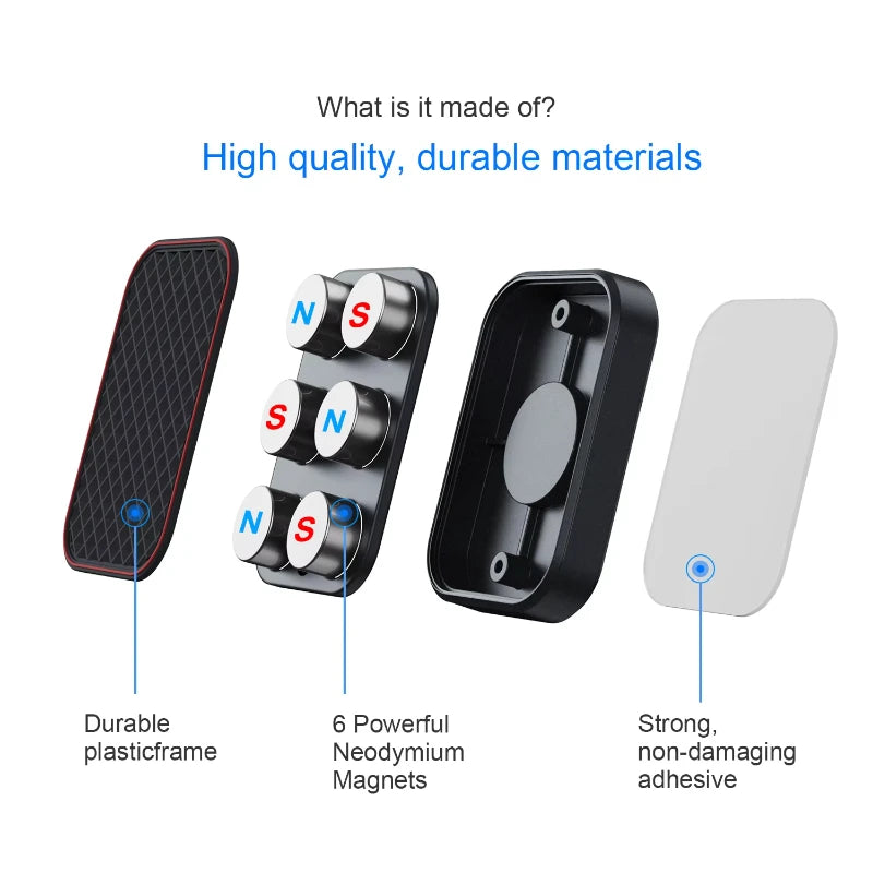 Magnetic Car Phone Mount Rectangle Flat Universal Car Phone Holder for Dashboard Fridge Desk Smartphone Holder Strong Magnets