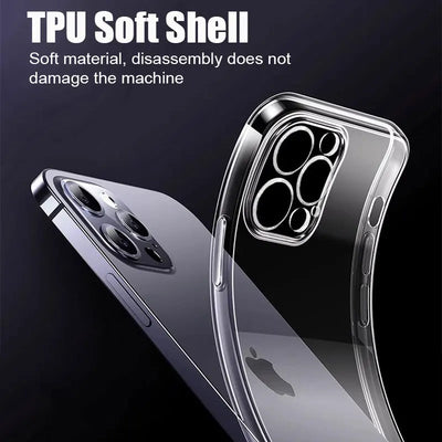Clear Silicone Phone Case For iPhone 17 16 15 14 Pro Max Plus Air 16E 17E Soft Cover For iPhone 11 12 13 Pro Xr Xs Max Mini Case