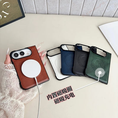 New 18 Fold Leather Magnetic Phone Case For iPhone Fold 18 DUO 18Fold Magsafe Luxury Ring Shockproof Protector Cover 18DUO