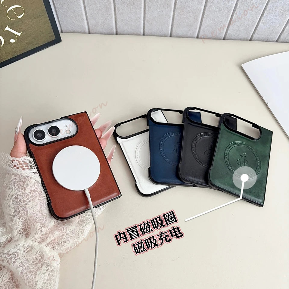 New 18 Fold Leather Magnetic Phone Case For iPhone Fold 18 DUO 18Fold Magsafe Luxury Ring Shockproof Protector Cover 18DUO