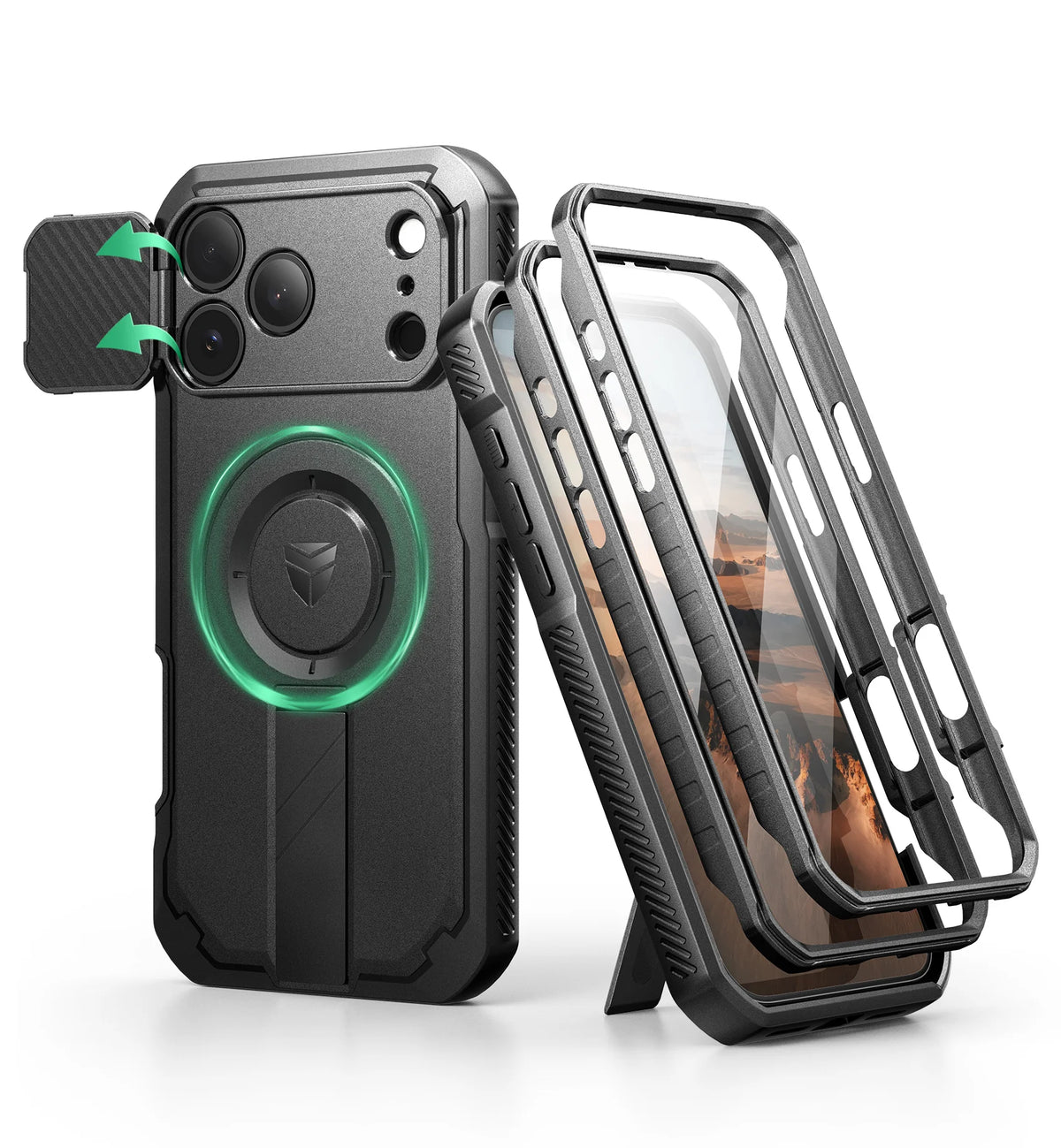 DEXNOR For iPhone 17 Pro Max Case with Camera Cover & Adjustable Kickstand Compatible With MagSafe Shockproof Magnetic Protective Cover