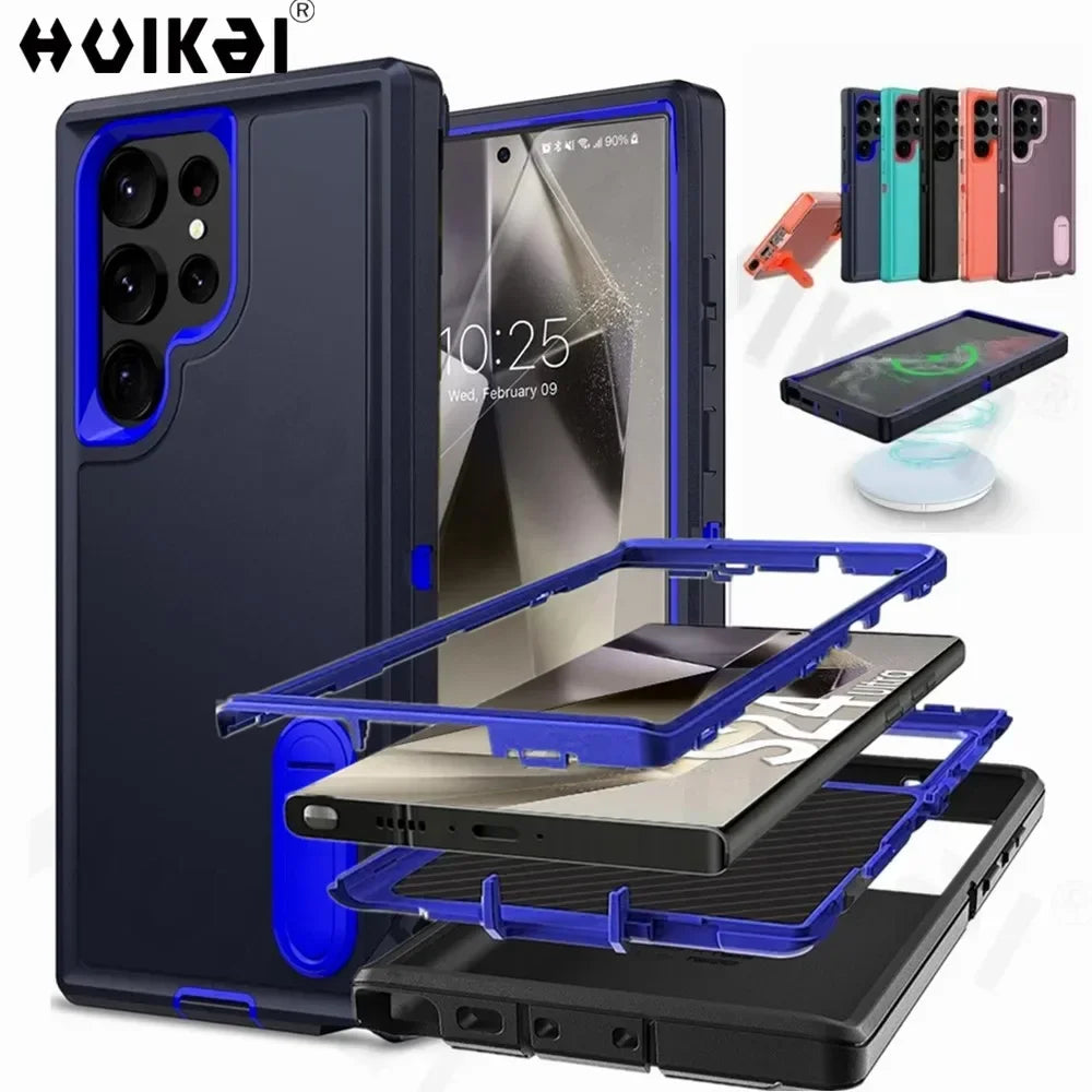 Case For Samsung Galaxy S26 Ultra S25 Edge S24 S23 S22 Heavy Anti-Scratch Rugged Protective Kickstand Full Body Shockproof Cover