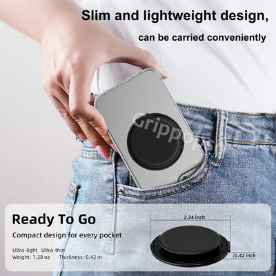 Grippopso Mobile Phone Finger Holder Socket Magnetic Cell Phone Grip Stand Finger Ring Kickstand Rotation Universal Phone Stand