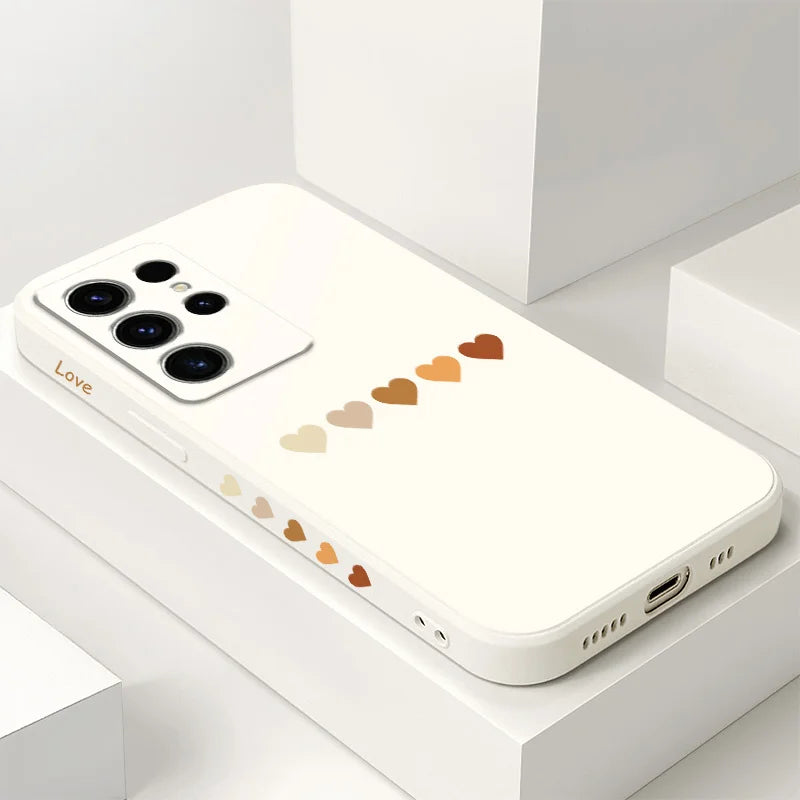 Gradient Heart Phone Case For Samsung Galaxy S25 S24 S23 S22 S21 S20 S10 S10E Ultra Plus FE Note 20 Ultra Plus Cover